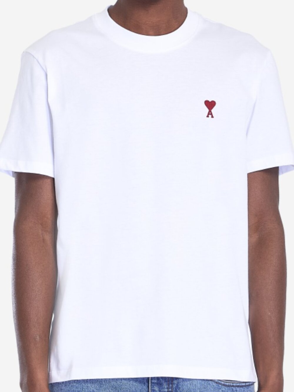 Ami White T-Shirt with Red Heart Motif